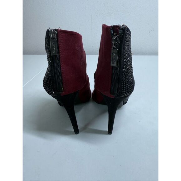 Express fashion statement sequin heels Size 8 Black Burgundy Back Zip - Picture 3 of 10